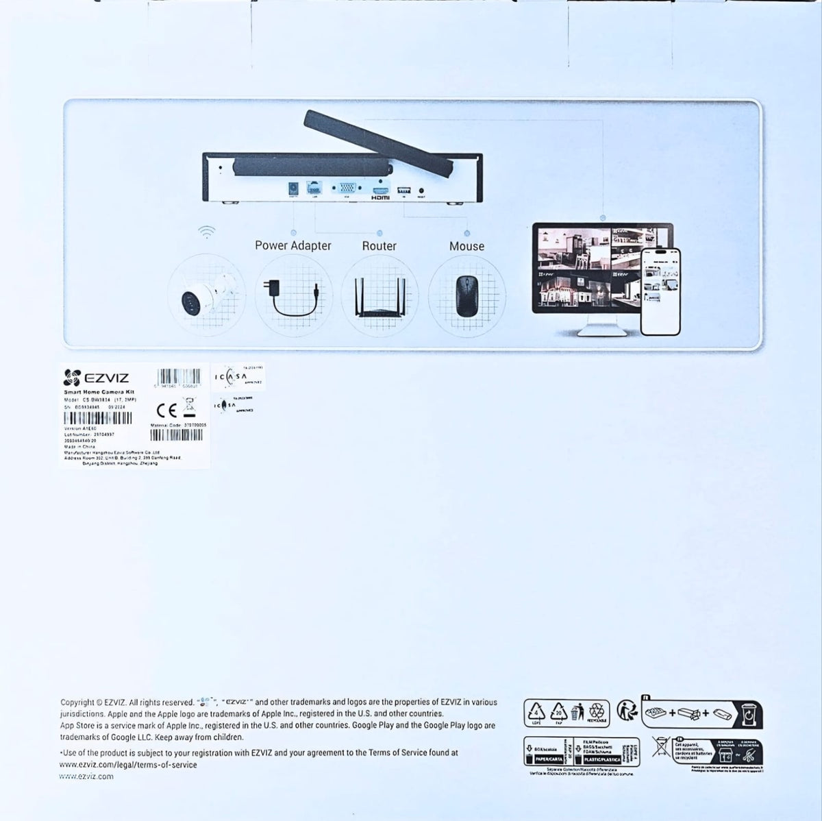 EZVIZ Smart Home 8ch NVR/ 4 Camera 2K Kit with 1TB HDD