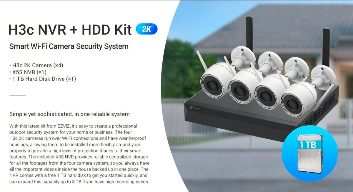 EZVIZ Smart Home 8ch NVR/ 4 Camera 2K Kit with 1TB HDD