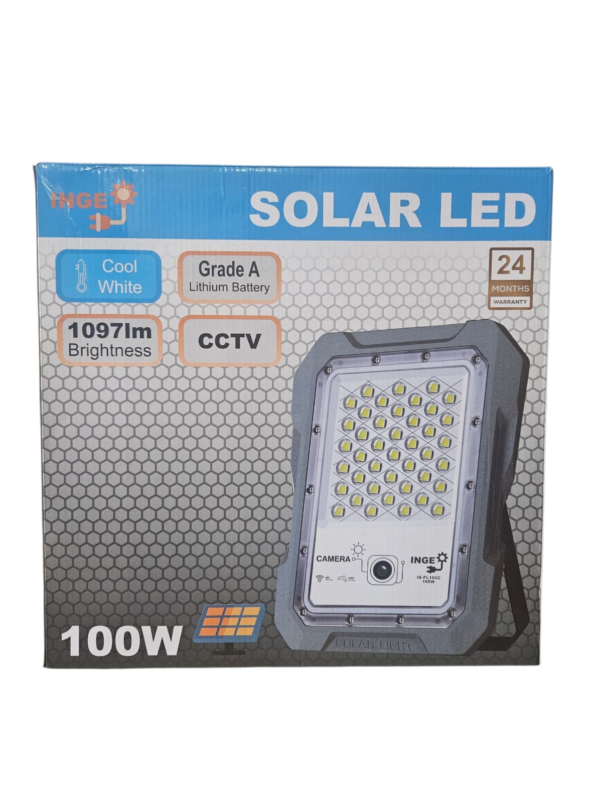 Inge 100W LED Cool White Solar Light with built in WIFI Camera