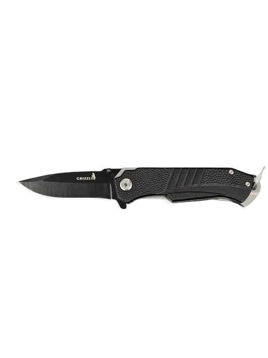 Grizzly Folding Knife Black Aluminum Handle