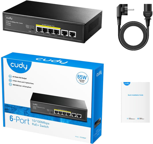 Cudy 6 Port Fast Ethernet 4 PoE 65W Switch(FS1006P)